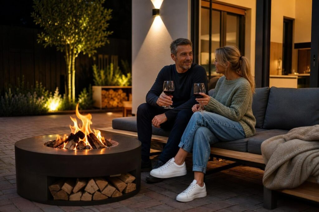 In de moderne tuin mag een buitenhaard niet ontbreken
